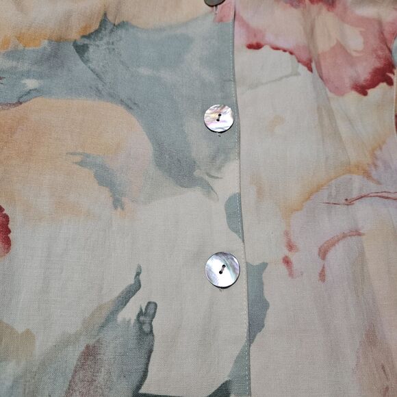 VTG Chicos 3 Linen Blend Floral Watercolor Blazer Lagenlook Pastel Art Jacket 16 - Picture 8 of 10